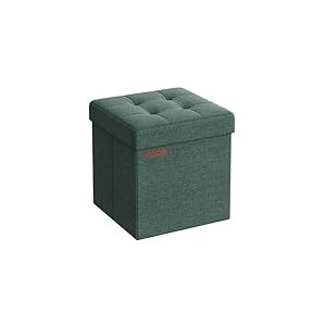 SONGMICS Banc de Rangement Pliable de 110 cm, Coffre de Rangement, Tabouret Repose-Pieds, Pouf de Chambre, Vert Rétro LSF027C01