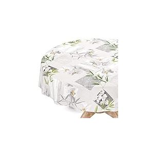 Nappe en Toile cir&eacute;e Lavable, Ronde, Bord coup&eacute;, Motif orchid&eacute;e, Spa, Facile d'entretien, 120 cm