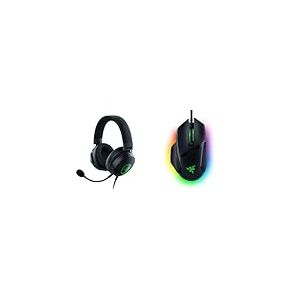 Razer Kraken V3 - Casque Gaming USB Filaire Chroma RGB Noir & Basilisk V3 - Souris Gaming Filaire Noir