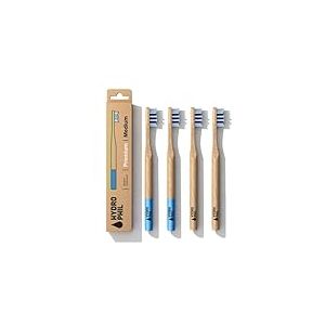 Hydro Phil Durable brosse à dents en bambou Vert Lot de 4 recharges moyen doux