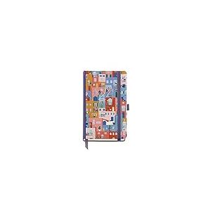 Miquelrius - Agenda annuel 2024, Jour Page, Taille Passport 90 x 140 mm, Couverture rigide, Reliure cousue, Fermeture avec caoutchouc, Catalan, Anglais et Portugais, Village avec Stamping Argent