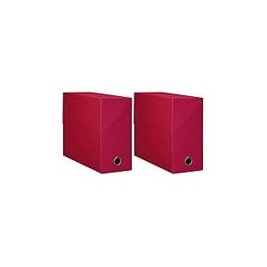 Oxford Bo&icirc;te de classement carton papier grain toile dos 12 cm - rouge (Lot de 2)