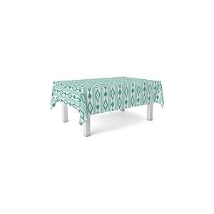 ECOMMERC3 | Nappe en Toile cir&eacute;e rectangulaire Taille 100 x 140 cm - Style, durabilit&eacute; et Nettoyage Facile pour Votre Table - Nappe en Toile cir&eacute;e Anti-Taches et imperm&eacute;able - Majorque Turquoise