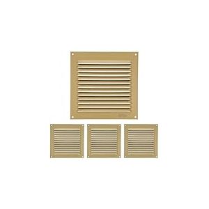 Amig - Grille de ventilation carrée en Aluminium | Grilles d'aération pour sortie d'air | Idéal pour plafond de cuisine et de salle de bain | Dimensions : 150 x 150 mm | Couleur: Dorée (Lot de 4)