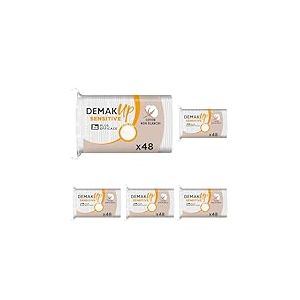 Demak'Up Sensitive Ovales Cotons &agrave; D&eacute;maquiller - Visage et Yeux - 100% Fibres de Coton Naturelles - 48 Cotons (Lot de 5)