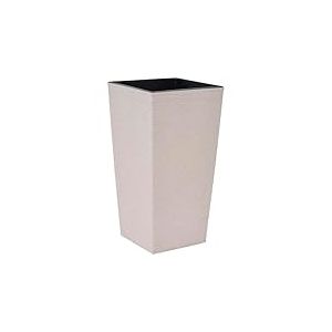 Nizza Groove Pot de Fleurs en Plastique avec Partie en Fibres de Bois et Insert Cr&egrave;me 35 x 35 x 68 cm