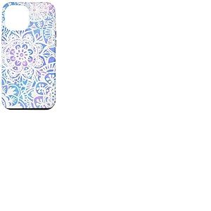 Joli Motif Mandala Pastel Roses Bleu Floral henn&eacute; Coque pour iPhone 12 Pro Max