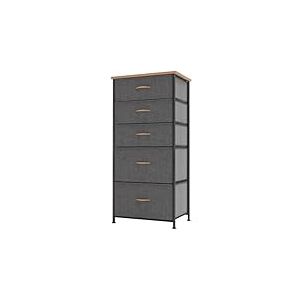 YITAHOME Commode, 5 Tiroirs en Tissu Commode Chambre Meuble de Rangement,Tour en Tissu,Cadre en M&eacute;tal,pour Chambre &agrave; Coucher, Salon,Gris Profond