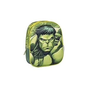 Sac à dos d'école Hulk 3D avec imprimé Marvel original - Sac à dos Hulk durable pour enfants avec dos rembourré et poche latérale