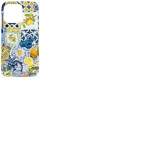 Carrelage méditerranéen et jaune jaune mignon été italien Coque pour iPhone 15 Pro Max