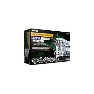 Franzis 67175 – Le Grand kit Technique Moteur 4 cylindres, modèle à l'échelle 1:3, 100 Composants à Brancher et Visser, avec Module sonore, Instructions (français Non Garanti) et livret