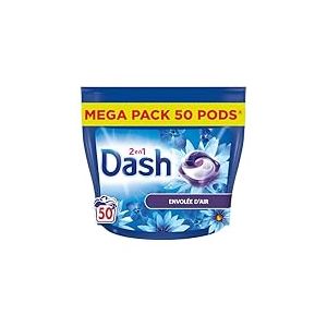 Dash 2-en-1 PODS Lessive Capsules, 50 Lavages, Envolée D’Air, Ultra Nettoyant Et Fraîcheur Longue Durée, Élimine Les Saletés et Taches Incrustées, Fabriqué en France