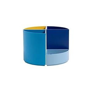 Exacompta - Réf. 68202D - Carton de 3 pots à crayons modulables THE QUARTER Bee Blue - quartiers de couleurs bleu marine, safran, bleu clair, turquoise - à combiner ensemble - 12 x 12 x 8,3 cm