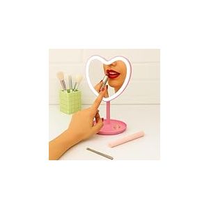 KASANOVA Miroir de table coeur avec led rose