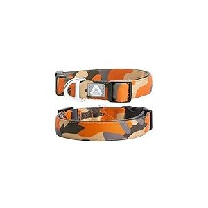 JC HOUSE Collier rembourré Doux pour Chien - Tour de Cou de 30,5 à 50,8 cm - Collier Robuste réglable avec Logo réfléchissant 3M pour Chiens de Taille Moyenne et Grande - Orange Camouflage, Taille M