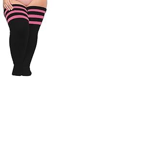 Moon Wood Extra Longues Chaussette Haute sans Couture Femme Couleur Extra Longues Chaussettes Montantes Femme Fantaisie Bottes Chaussettes femme Grande Taille Noir & Rose