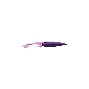 mastrad F20005 Eplucheurs Fruits et légumes – Utilisation Simple – Gamme Elios – Double Tranchant – Lame INOX – Ambidextre – Compatible Lave-Vaisselle – Violet