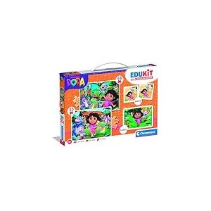 CLEMENTONI - Edukit 4 en 1 Dora l’Exploratrice dès 3 Ans - Puzzle, Mémo, Cubes - Apprentissage Préscolaire Ludique - Idée Cadeau pour Enfants