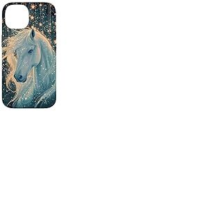 Coque pour iPhone 14 Cheval avec des &eacute;toiles Chevaux filles