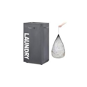TOTANKI Grand panier à linge Pro 29" avec poignée et roulettes, panier à linge pliable, trieur et organisateur de linge pliable, grand panier de rangement (Gris, Pro 29")