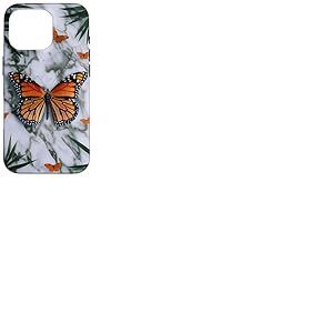 Papillon Monarque Papillons Feuilles Tropicales Blanc Coque pour iPhone 16 Pro