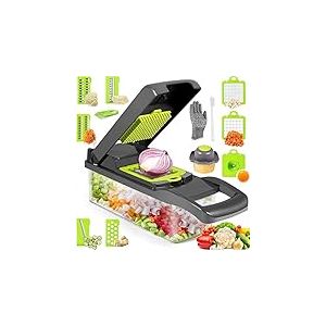 T-GOGO Mandoline de Cuisine Manuelle,13 in 1 Coupe legumes Multifonctions avec Boîtes De Rangement, Mandoline Professionnelle Cuisine pour Trancher, Couper et Râper Les Légumes