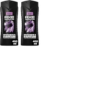 AXE - Gel Douche Homme 5en1 - Provocation - 24h Hydratant - 87% d'Ingrédients d'origine naturelle - Parfum noix de coco et poivre noir - 400ml (Lot de 2)
