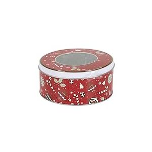 LILY COOK, KP0049, Boîte en métal avec 10 emporte-pièces Assortis pour pâtisserie, Design Festif Rouge et Blanc, idéale pour Les passionnés de Cuisine, Taille : 20x15 cm, Design Assorti