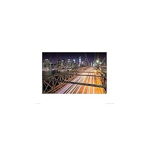 David Clapp (Light Trails, Brooklyn Bridge, New York 60 x 80 cm Toile Imprimée