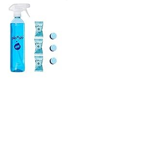 AJAX Ploosh Ajax nettoyant vitres 3x3g pastilles = 3x500ml = 1500ml - Spray nettoyant vitres - Bouteille réutilisable - Pastilles à 98% d'ingrédients d'origine naturelle-Packaging recyclable