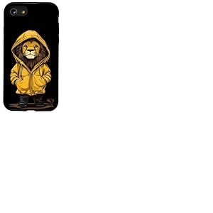 Lion amusant en imperméable pour une ambiance de jour de pluie confortable Coque pour iPhone SE (2020) / 7 / 8