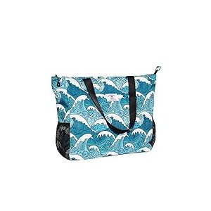 ESVAN Grand sac résistant à l'eau et léger 50,8 cm pour femme, pour gym, plage, voyage, piscine, yoga, infirmière, Wave, X-Large, Tendance