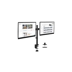Mount-It! Support pour Double écran | Support de Bureau Double | Deux Bras Robustes réglables en Hauteur pour 2 écrans d'ordinateur 19 21,5 24 27 32 Pouces | VESA 75 100 | Pince en C Interchangeable