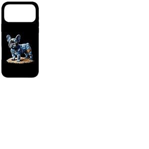 Bulldog Motif Patchwork Art Bouledogue Fran&ccedil;ais en Denim Chien Coque pour iPhone 17 Pro Max
