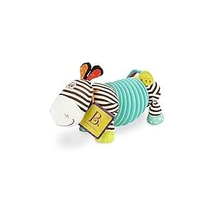 B•You B. Toys - Squeezy Zeeby - Peluche sensorielle Zebra - Accordéon zébré - Animal en Peluche interactif - Jouet Musical pour bébé - 6 Mois et +