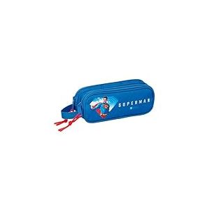 safta Superman Trousse Double pour Enfant, idéale pour Les Enfants d'âge Scolaire, Confortable et Polyvalente, qualité et résistance, 21 x 6 x 8 cm, Bleu, M, Décontracté