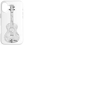Ukulele One Line Drawing Guitalele Coque pour iPhone 16 Plus