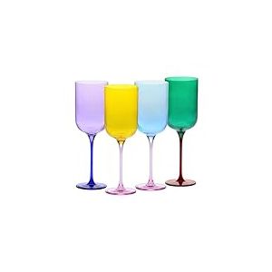 Verres &agrave; vin 350 ml &ndash; Lot de 4 pi&egrave;ces &ndash; Collection Aurora &ndash; Violet et bleu nuit &ndash; Faits main, verre color&eacute; &ndash; Cristal sans plomb &ndash; &Eacute;l&eacute;gants et modernes &ndash; Id&eacute;al pour offrir