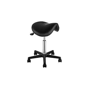 VEVOR Tabouret de Bureau Charge 181 kg Tabouret à Roulettes Rotation à 360° Hauteur Réglable 51-71 cm Tabouret de Selle Ergonomique Coussin Épais 39x45x6 cm Surface en PU pour Salon Bureau Clinique