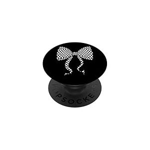 Motif Damier Noir et Blanc avec nœud Coquette pour Fille PopSockets PopGrip Adhésif