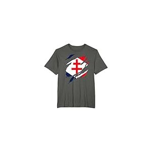 Drapeau Gaullisme Croix de Lorraine d&eacute;chir&eacute; effet 3D. France T-Shirt