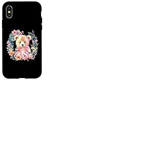 Ours Aquarelle Floral pour sa Fille, Petite-Fille Coque pour iPhone X/XS