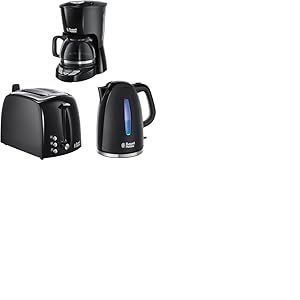 Russell Hobbs Set Textures+: Bouilloire Electrique [Ultra rapide] 22591-70 + Grille pain [2 Fentes] 22601-56 + Cafetière filtre [Programmable, Technologie WhirlTech pour extraction] 22620-56