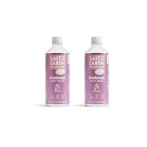 Natural Deodorant Spray Refill by Salt of the Earth, Peony Blossom - Vegan, Long Lasting Protection, Leaping Bunny Approved, Made in the UK - 500ml (Lot de 2)