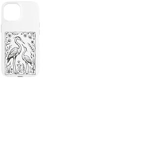 H&eacute;rons Fleurs Illustration Fleurs Sauvages Coque pour iPhone 15