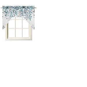 Cantonni&egrave;res d'&eacute;t&eacute; avec feuilles d'eucalyptus pour fen&ecirc;tre de cuisine, petits rideaux de cuisine, cantonni&egrave;res pour chambre &agrave; coucher, salle de bain, au-dessus de l'&eacute;vier, motif floral botanique