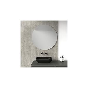 Baikal Miroir Rond Luna Lisse 80 cm Diamètre, Montage Mural, Salle de Bain, Minimaliste, Verre, Sans Cadre