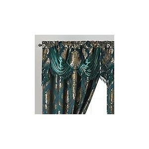GOHD Luxe Love Lot de 2 Rideaux de fenêtre Jacquard avec cantonnière attachée Vert Chasseur 137,2 cm de Large x 213,4 cm de Haut avec cantonnière de 45,7 cm