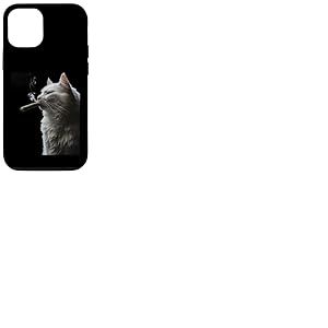 Chat sibérien fume un cigare drôle fumeur de cigare et amoureux des chats Coque pour iPhone 12/12 Pro