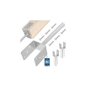 KOTARBAU&reg; 2 x Support De Poteau en U De 81 Mm Galvanis&eacute; pour Ancrage en B&eacute;ton | Support Poteau &Agrave; Enfoncer | Support Poteau Bois | Pied Poteau | Fixation Poteau Bois | Pied De Poteau &Agrave; Sceller